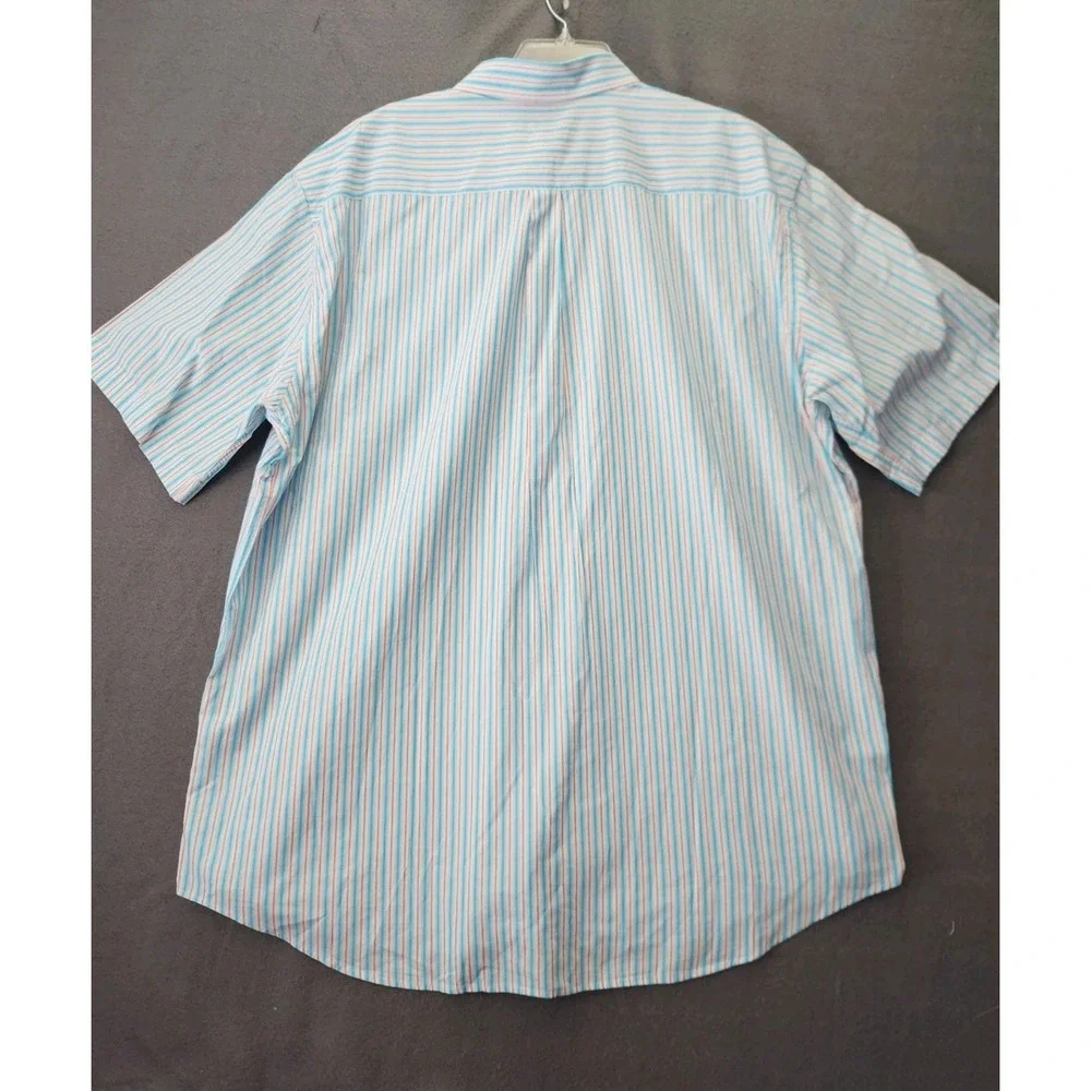 Peter Millar Men's Aqua White Pink Stripe Cotton Casual Dress Preppy‎ Shirt XXL